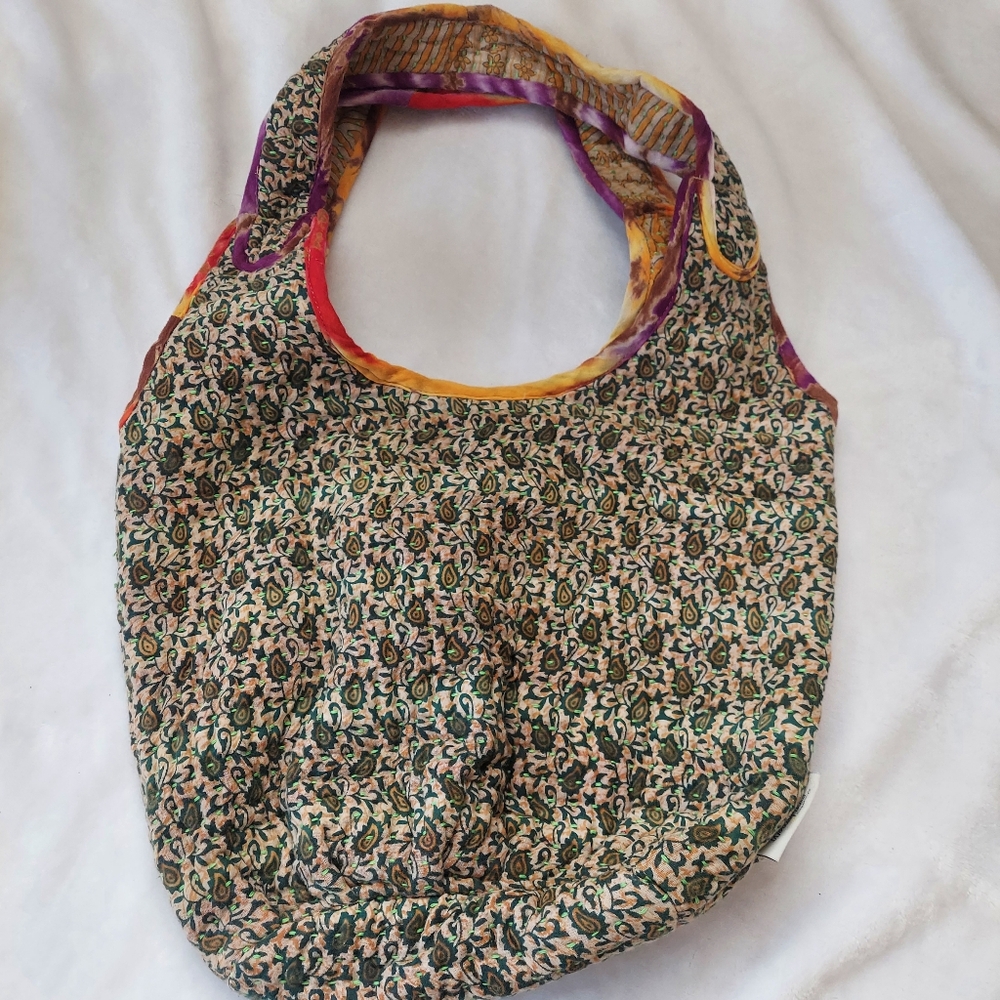 World Finds Sari Textiles 100% Cotton Reusable Bag Made In Bangladesh 13" X 21"
